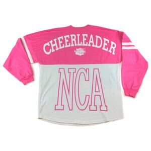 Vintage Cheerleader Spirit Jersey Pink White Oversized NCA Long Sleeve